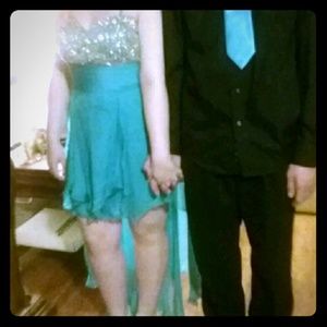 Light Blue High-Low Stapless Dress